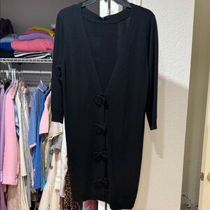 Open back cashmere dress with Bow Details